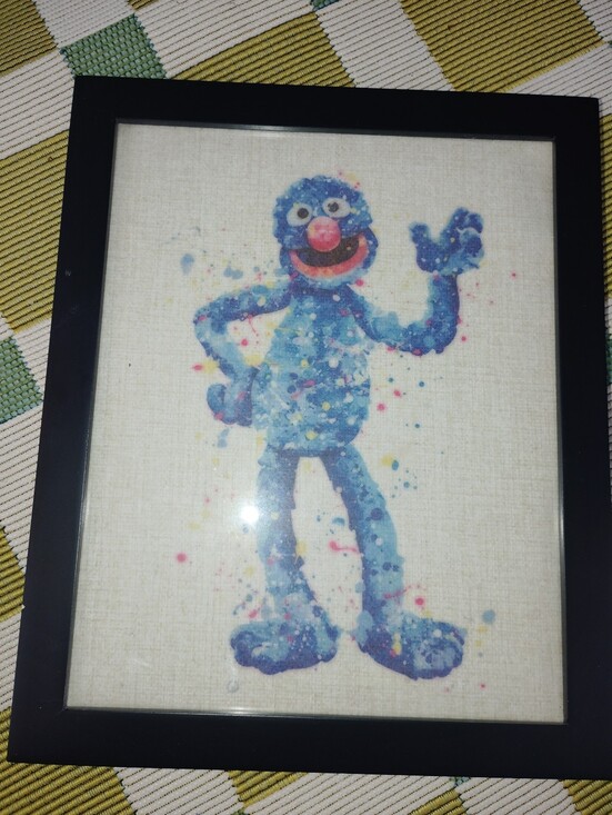 Sesame Street Other - Framed Grover Watercolor Art Print Sesame Street Picture Frame Ready To Hang
